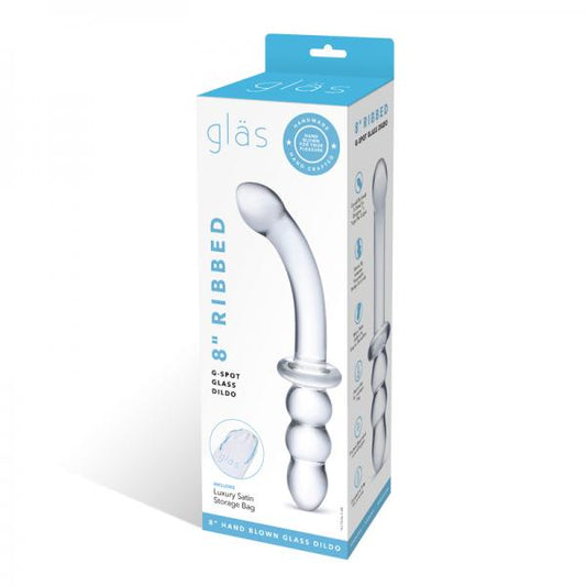 Dildo - Glass Ribbed G-spot 8 inch