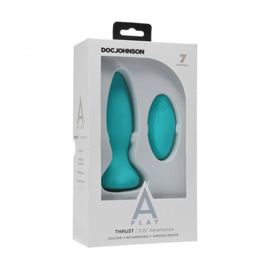 A-play Thrust Adventurous Rechargeable Silicone Anal Plug With Remote - Teal